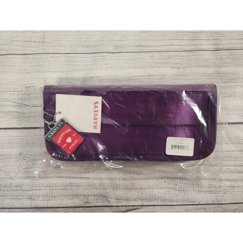 Harveys Seatbelt Bag Clutch Wallet Mulberry Purple Woven Zip Around